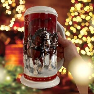 BUDWEISER Commemorative 2004 Clydesdale Holiday Beer Stein